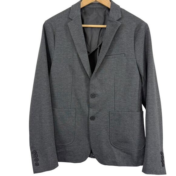 Kenneth Cole New York Mens Gray Ponte Thick Knit Blazer Suit Jacket Stretch 40 - Picture 1 of 16